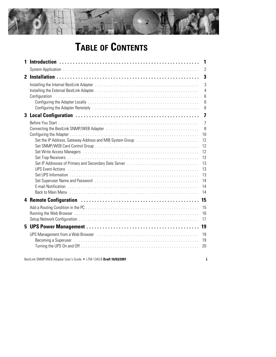 Able of, Ontents | Powerware BestLink IPK-0319 User Manual | Page 5 / 44