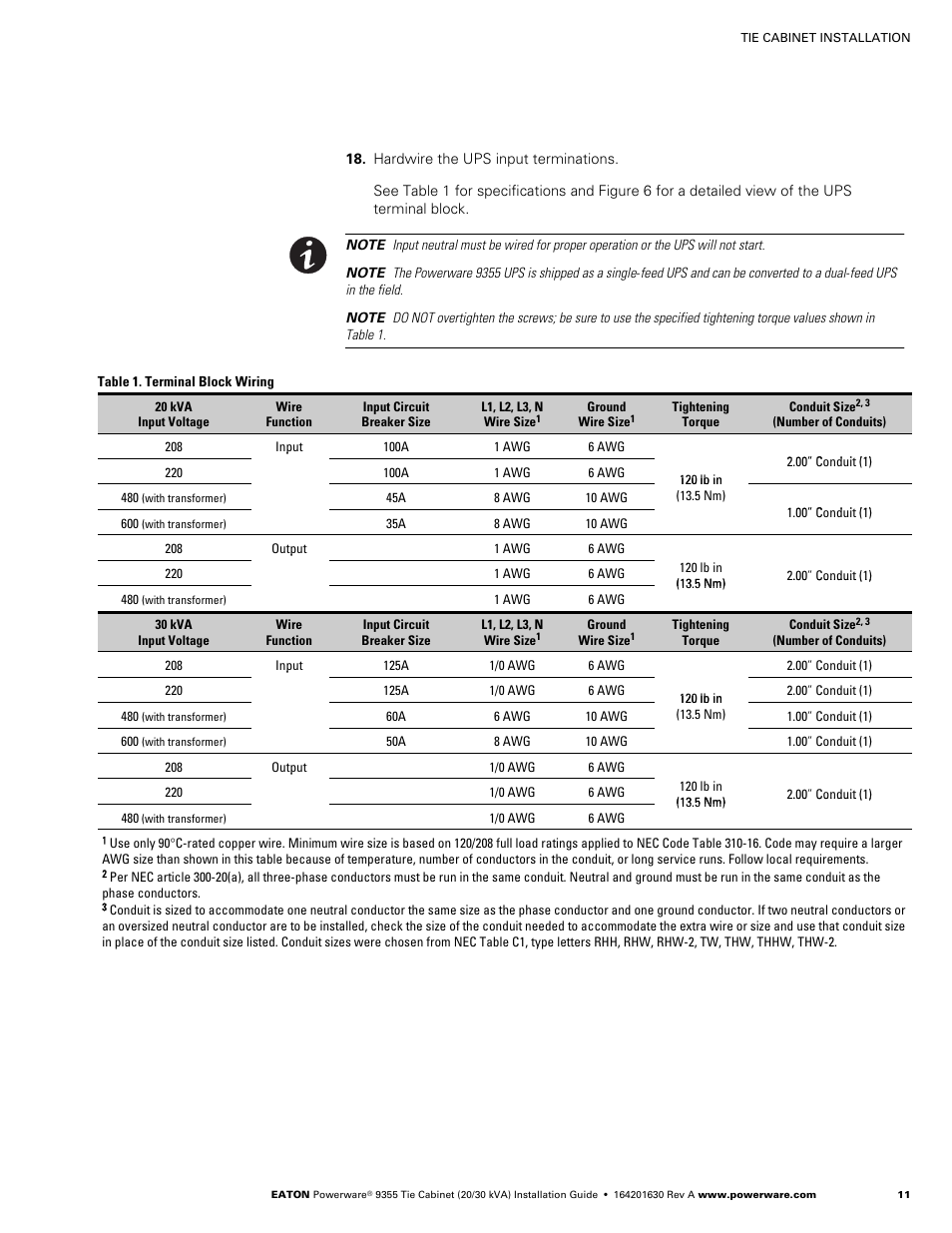 Powerware Tie Cabinet Powerware 9355 User Manual | Page 17 / 36