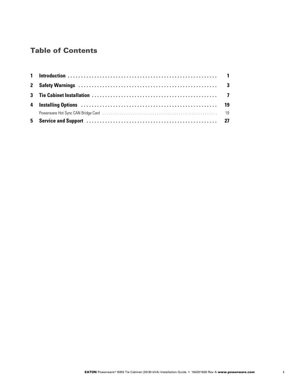 Powerware Tie Cabinet Powerware 9355 User Manual | Page 5 / 36