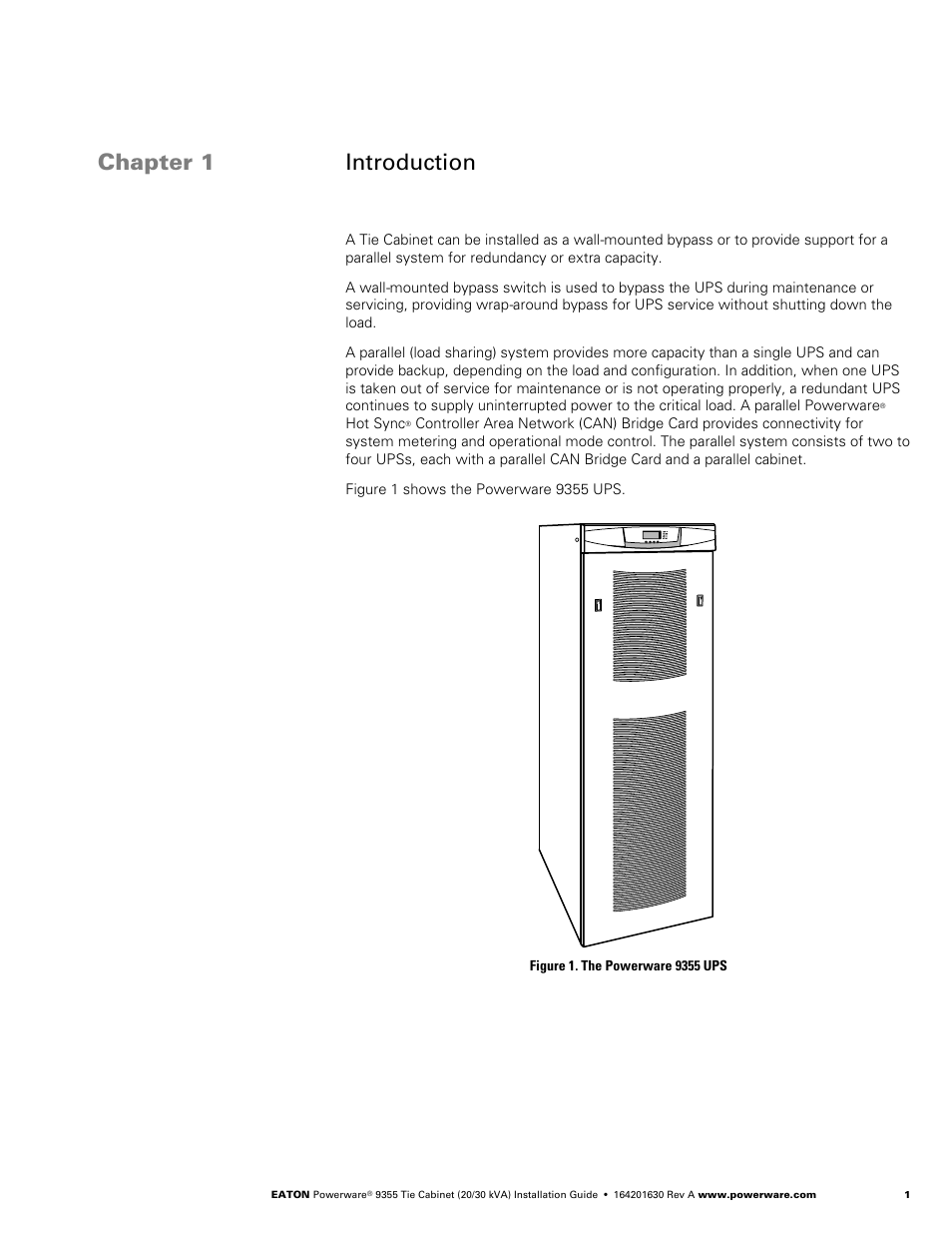 Chapter 1 introduction | Powerware Tie Cabinet Powerware 9355 User Manual | Page 7 / 36