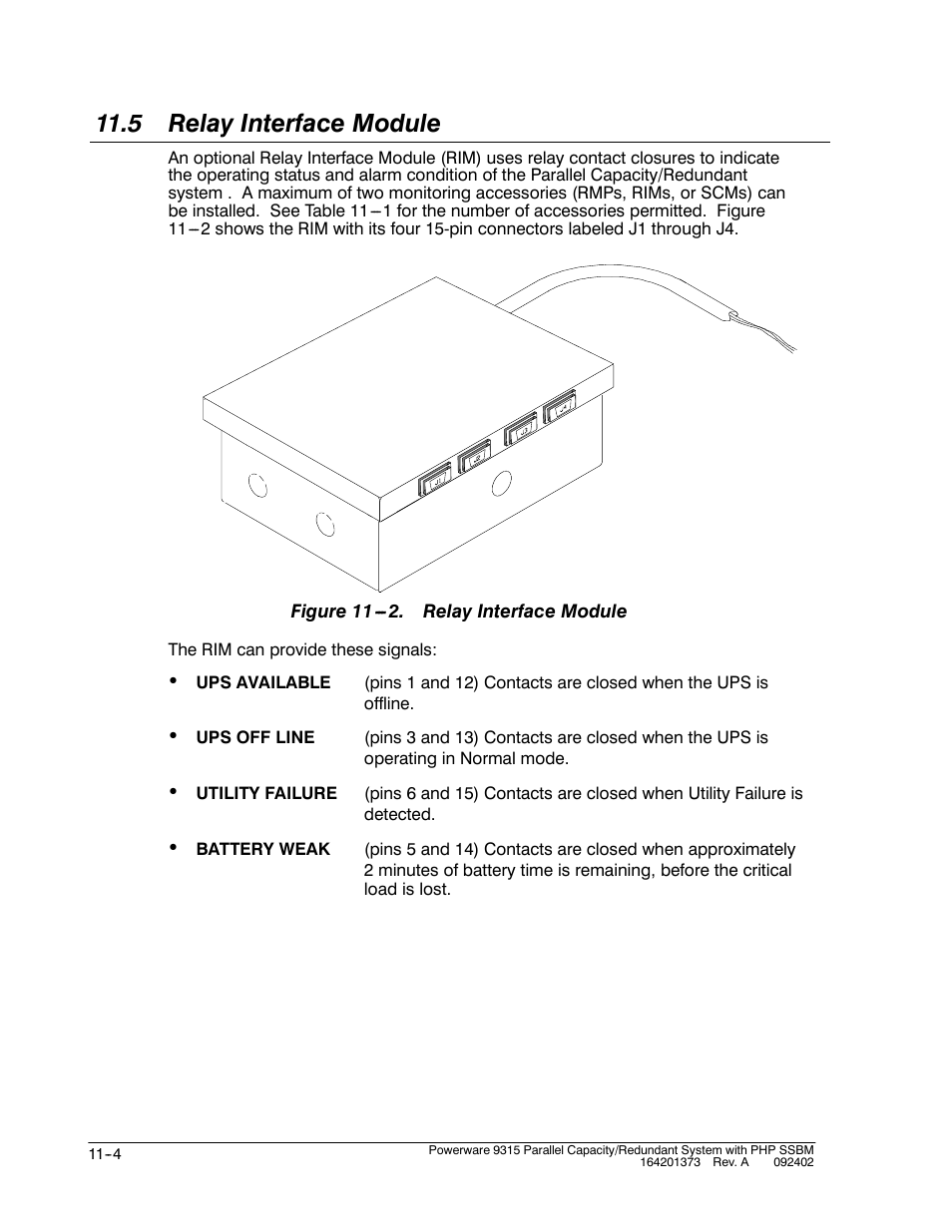 5 relay interface module | Powerware 9315s User Manual | Page 112 / 205