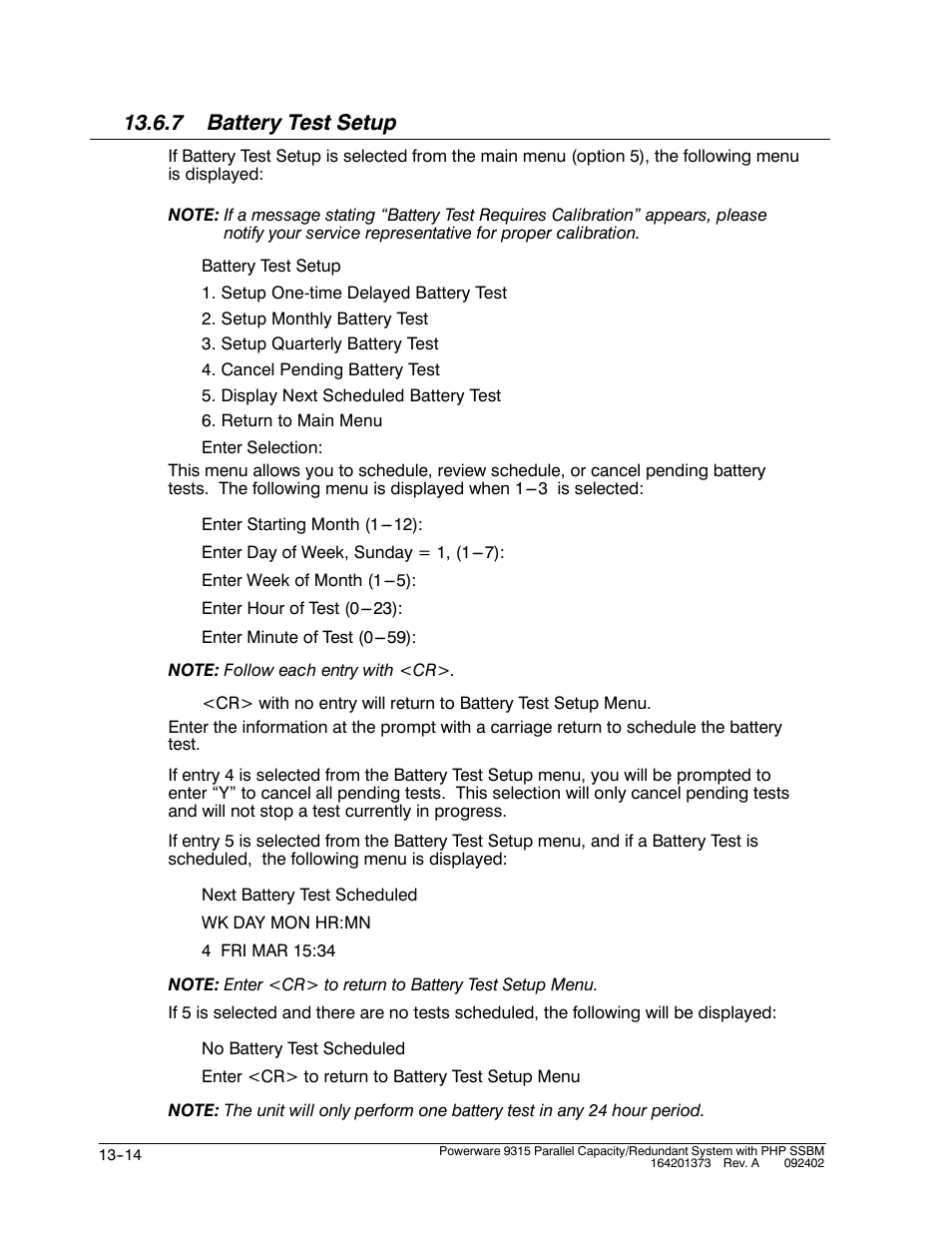 7 battery test setup | Powerware 9315s User Manual | Page 136 / 205