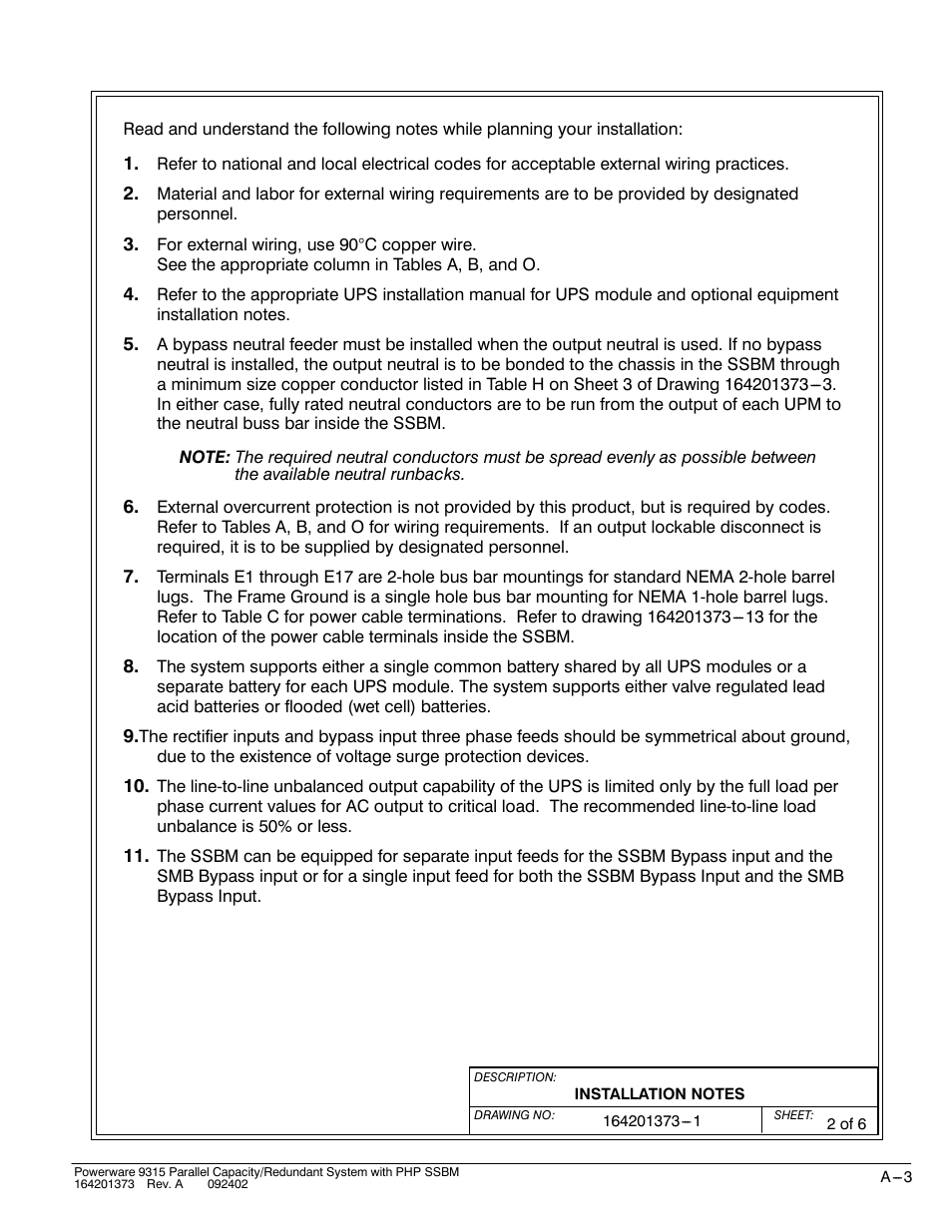 Powerware 9315s User Manual | Page 159 / 205