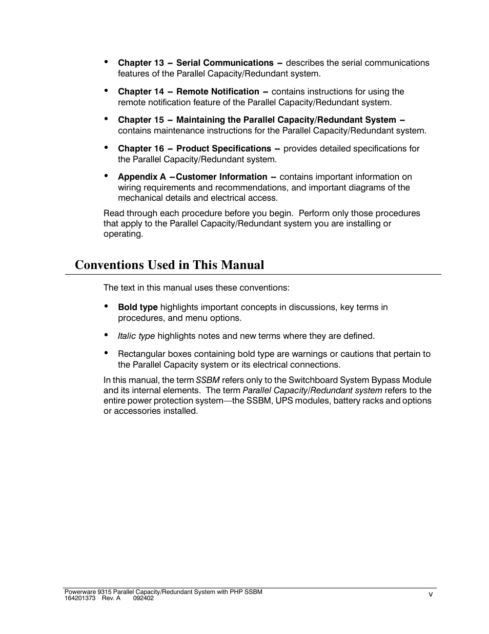 Conventions used in this manual | Powerware 9315s User Manual | Page 17 / 205