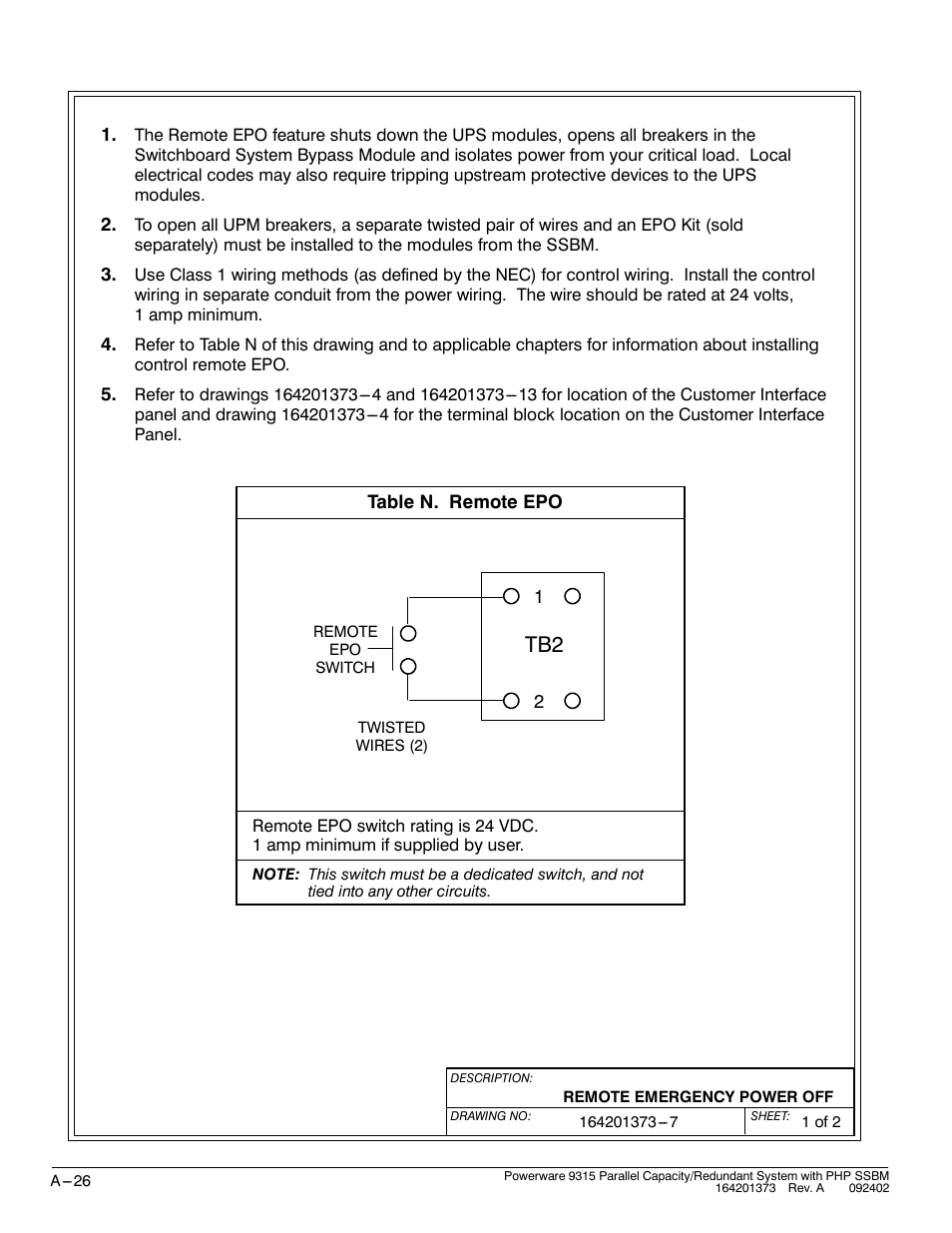 Powerware 9315s User Manual | Page 182 / 205