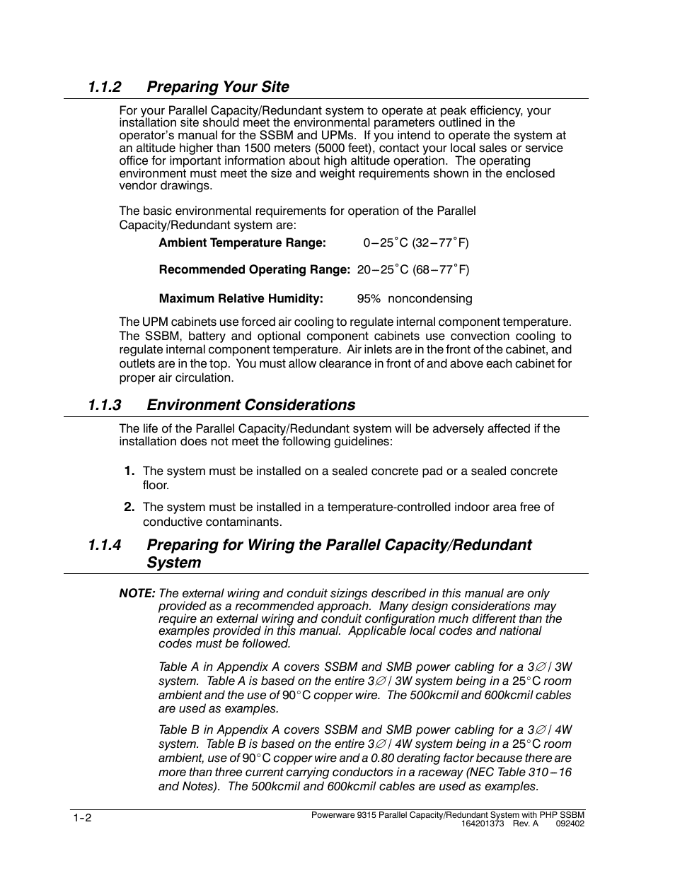 2 preparing your site, 3 environment considerations | Powerware 9315s User Manual | Page 24 / 205