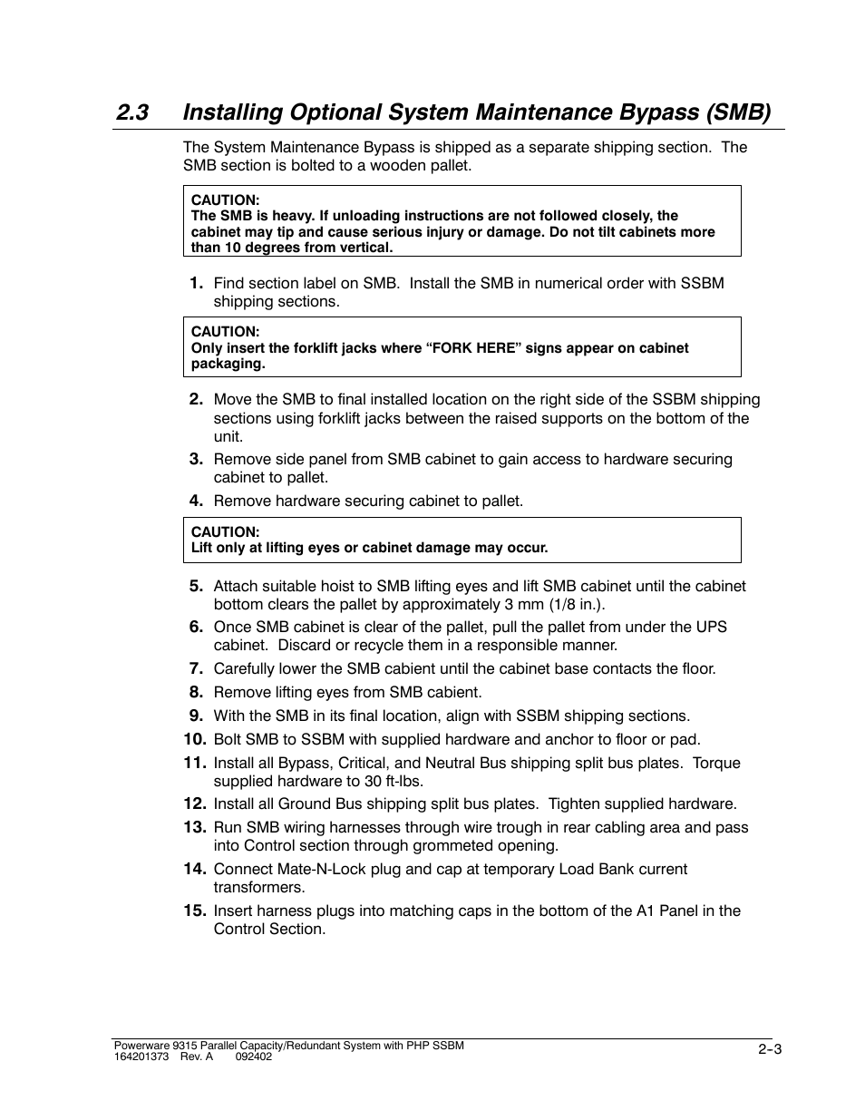 Powerware 9315s User Manual | Page 31 / 205