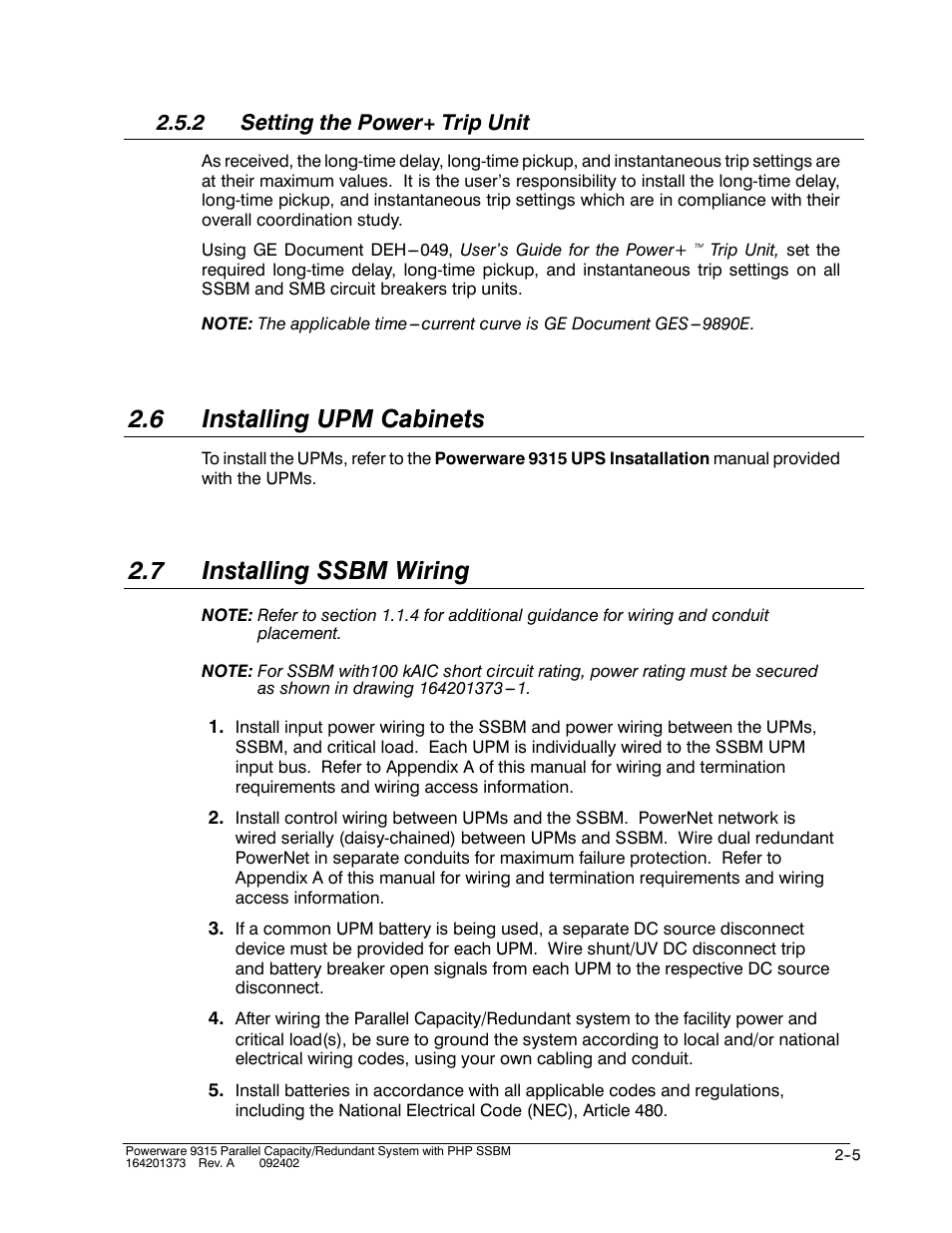 6 installing upm cabinets, 7 installing ssbm wiring | Powerware 9315s User Manual | Page 33 / 205