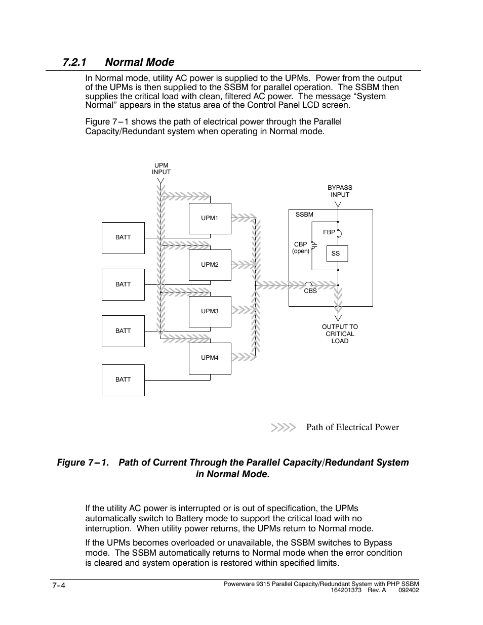1 normal mode, Path of electrical power | Powerware 9315s User Manual | Page 56 / 205