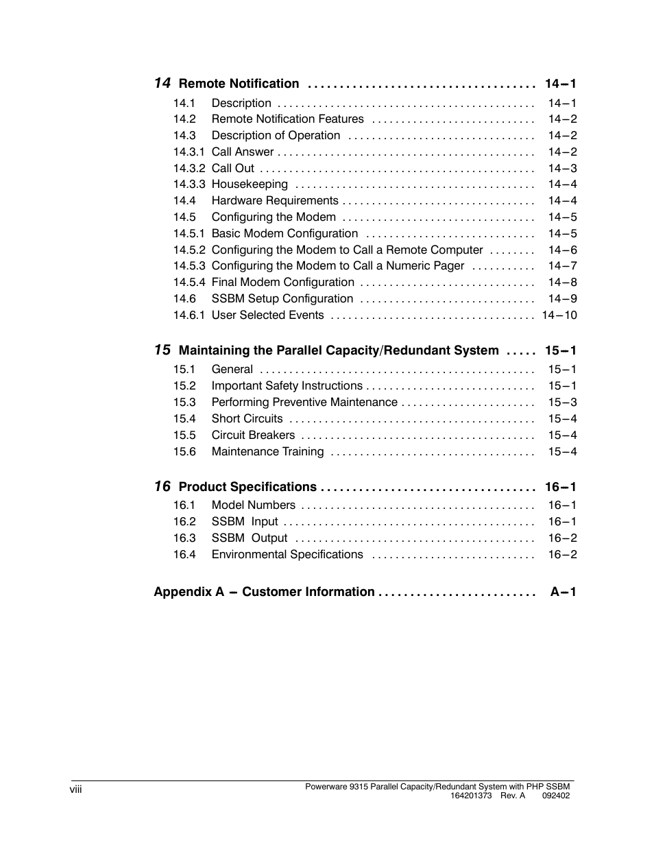 Powerware 9315s User Manual | Page 8 / 205