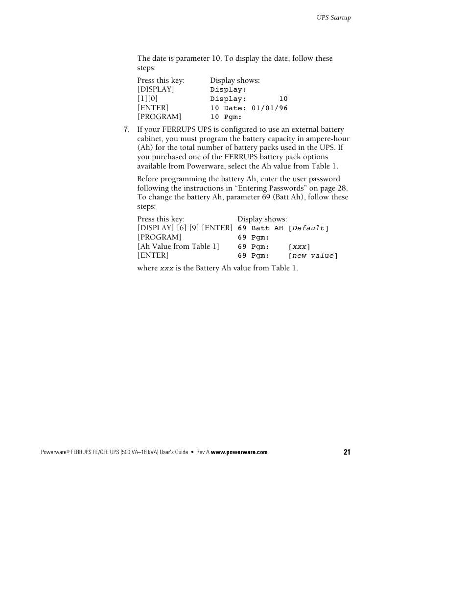 Powerware Ferrups FE/QFE UPS User Manual | Page 27 / 72