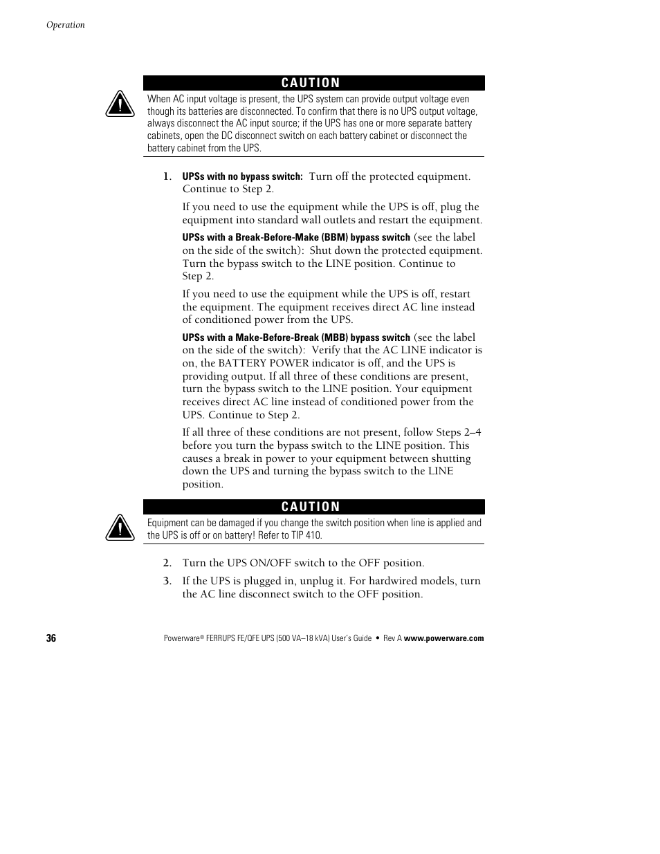 Powerware Ferrups FE/QFE UPS User Manual | Page 42 / 72