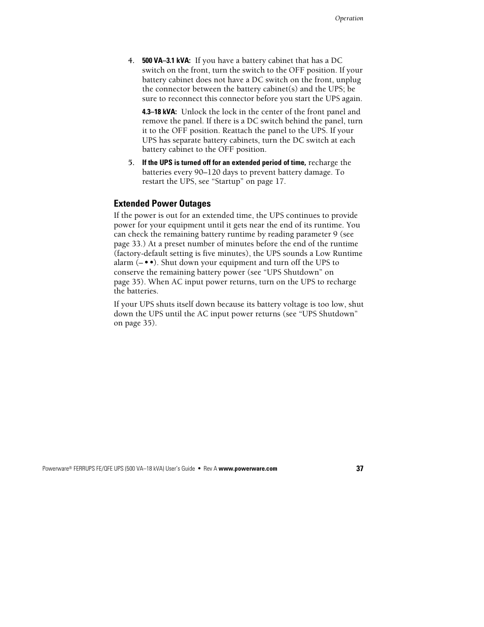 Powerware Ferrups FE/QFE UPS User Manual | Page 43 / 72