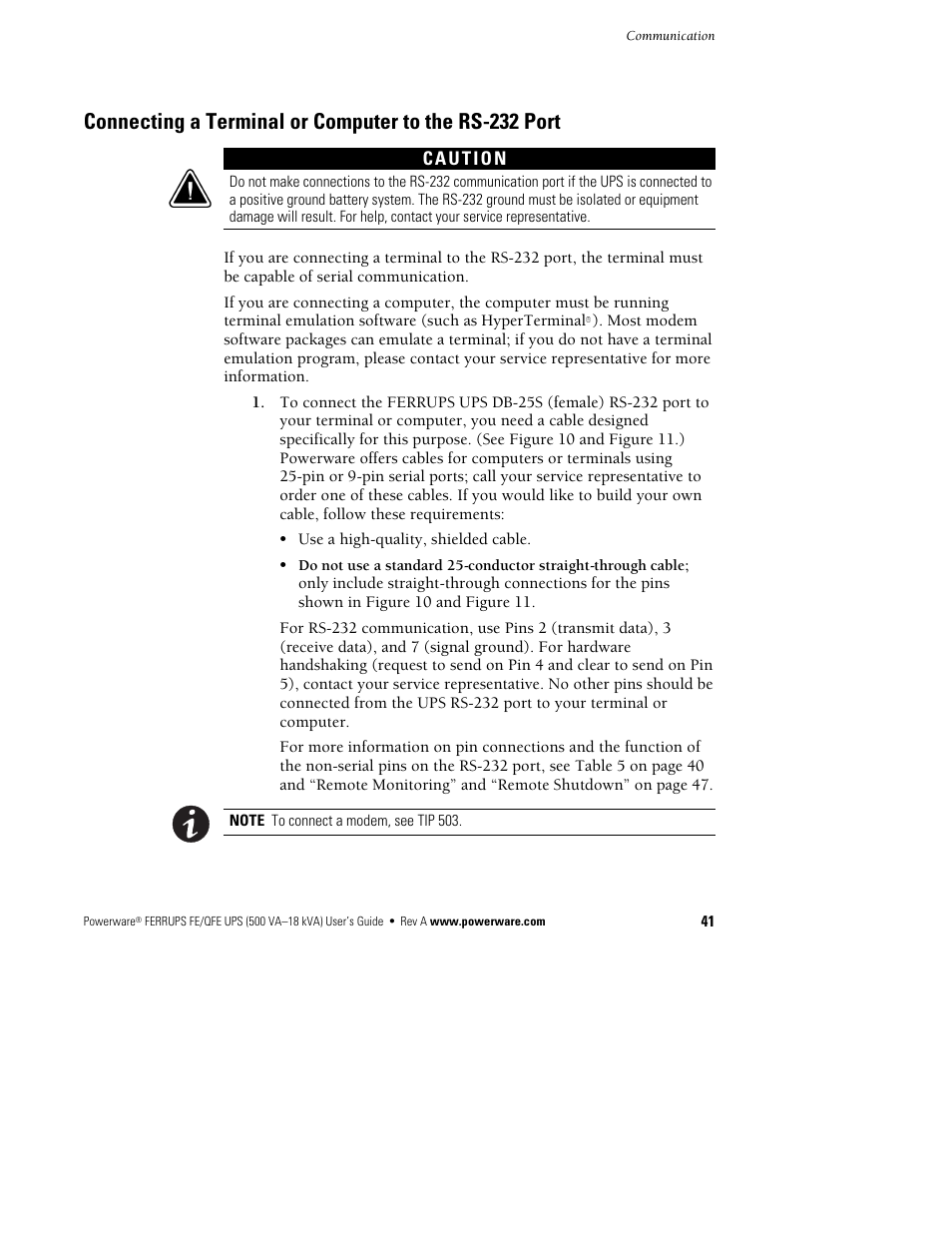 Powerware Ferrups FE/QFE UPS User Manual | Page 47 / 72
