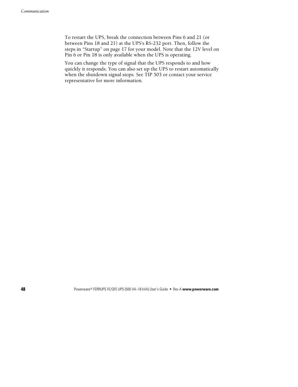 Powerware Ferrups FE/QFE UPS User Manual | Page 54 / 72