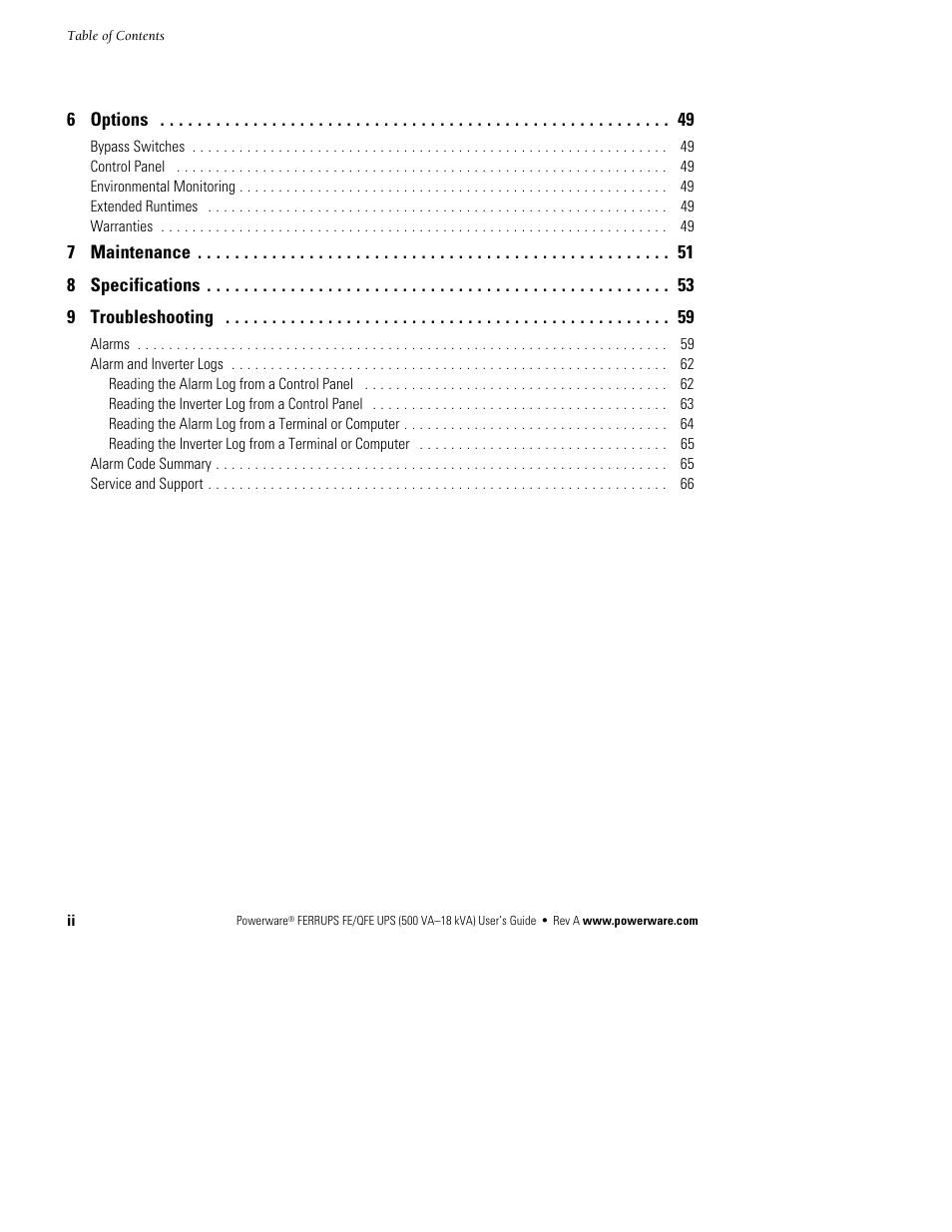 Powerware Ferrups FE/QFE UPS User Manual | Page 6 / 72