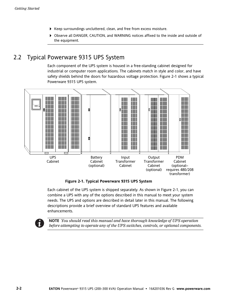 2 typical powerware 9315 ups system, Typical powerware 9315 ups system, Figure 2-1. typical powerware 9315 ups system | Powerware 9315 UPS User Manual | Page 10 / 84