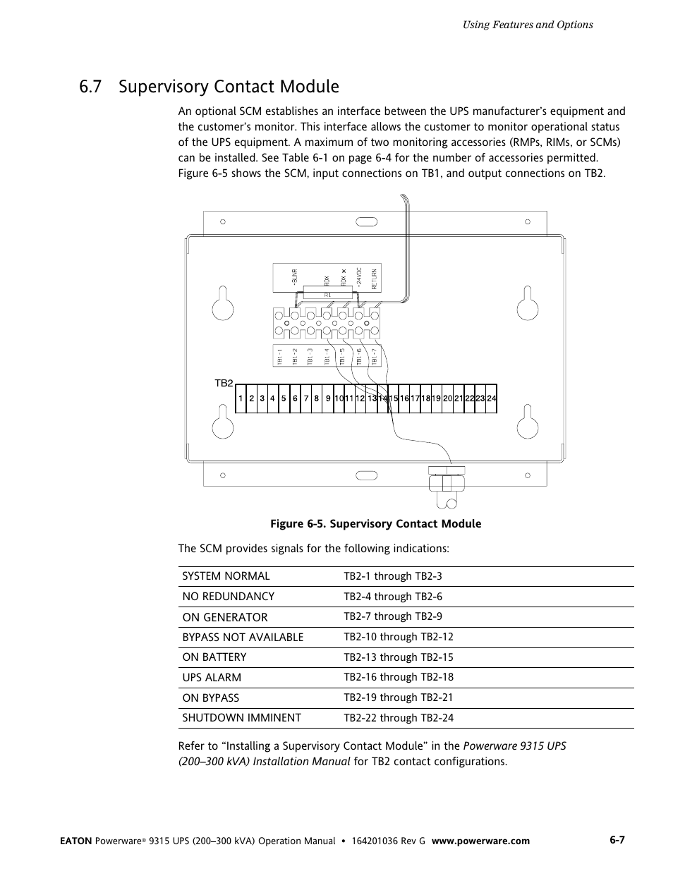 7 supervisory contact module, Supervisory contact module, Figure 6-5. supervisory contact module | Powerware 9315 UPS User Manual | Page 45 / 84