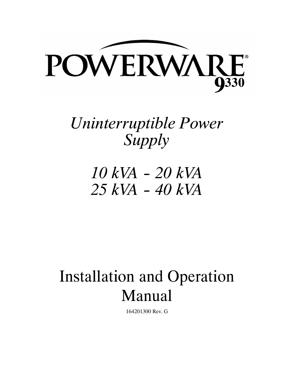 Powerware 9330 User Manual | 246 pages