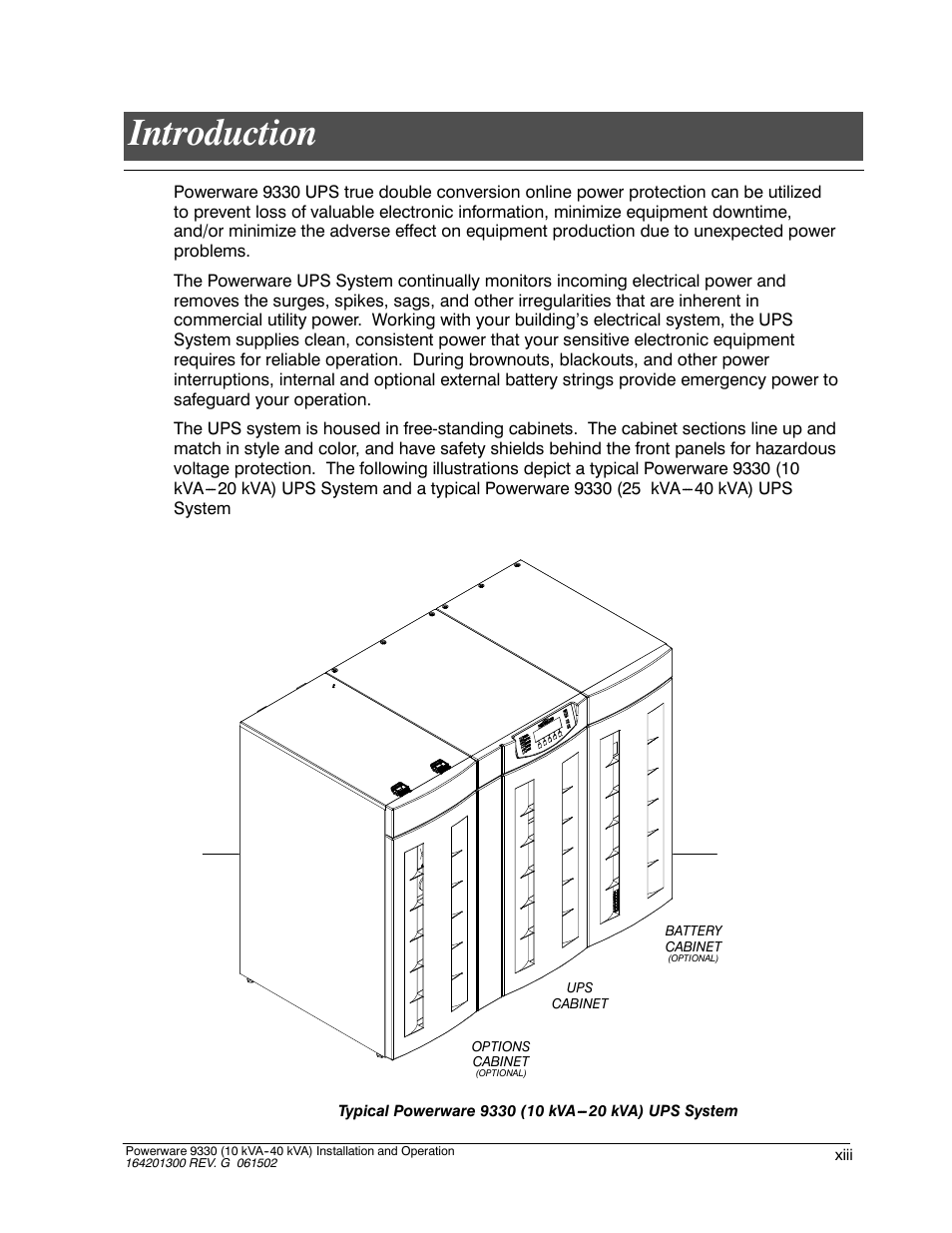 Introduction | Powerware 9330 User Manual | Page 13 / 246