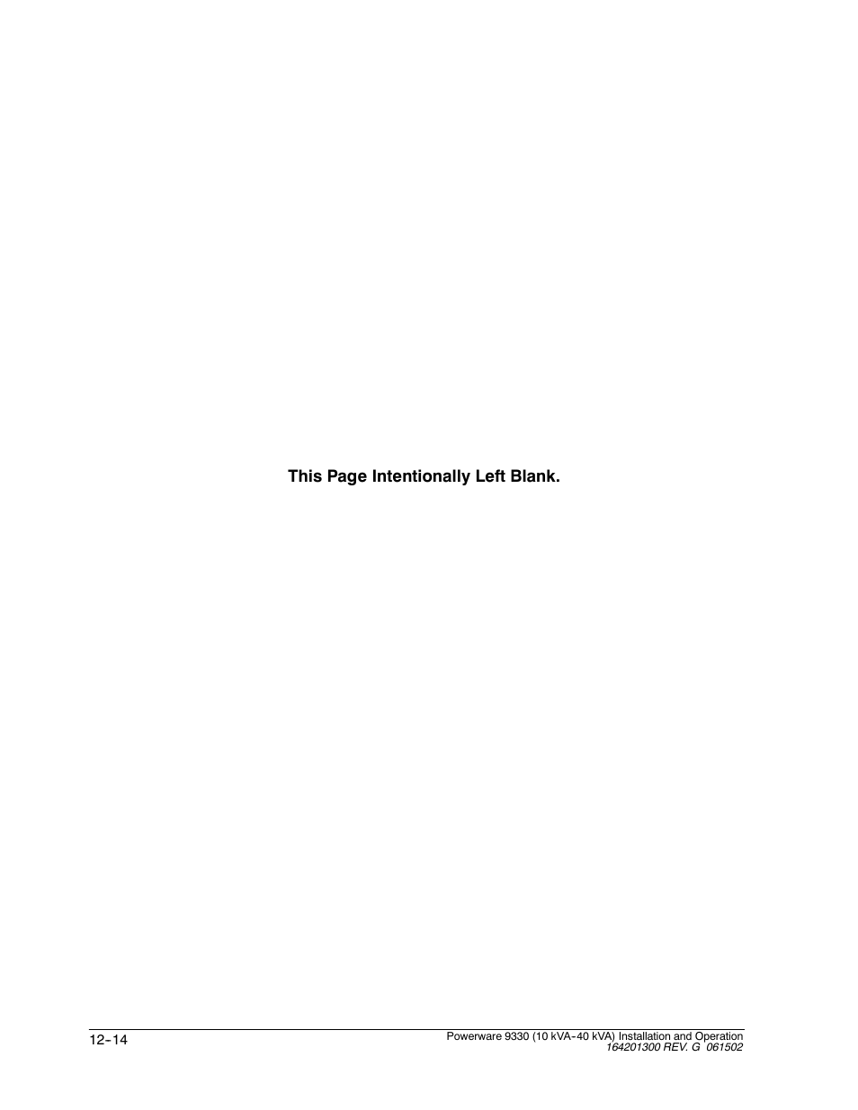 This page intentionally left blank | Powerware 9330 User Manual | Page 152 / 246