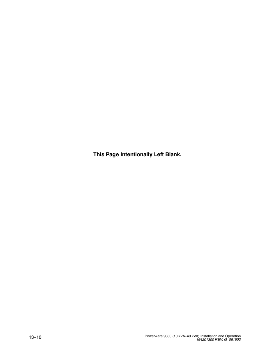 This page intentionally left blank | Powerware 9330 User Manual | Page 162 / 246