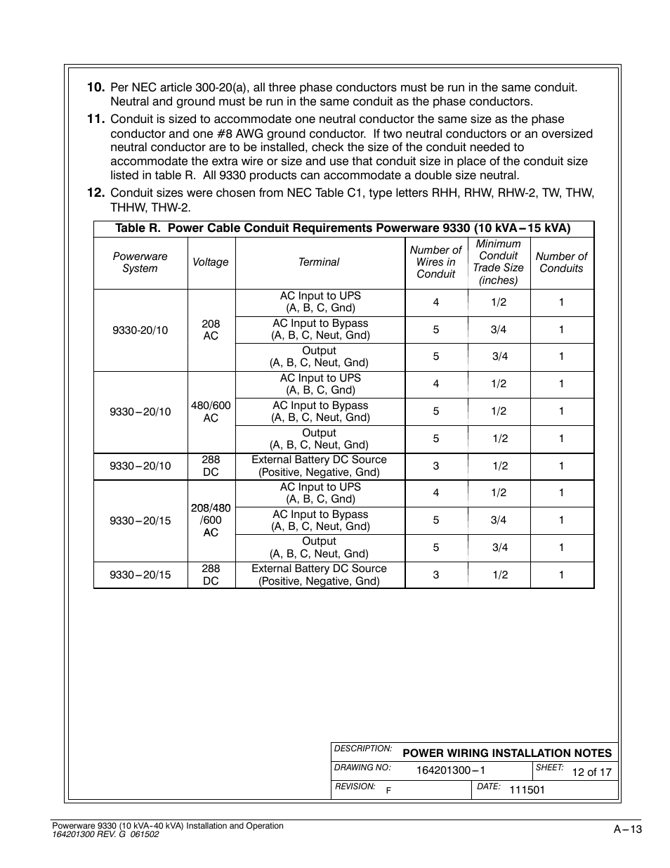 Powerware 9330 User Manual | Page 183 / 246