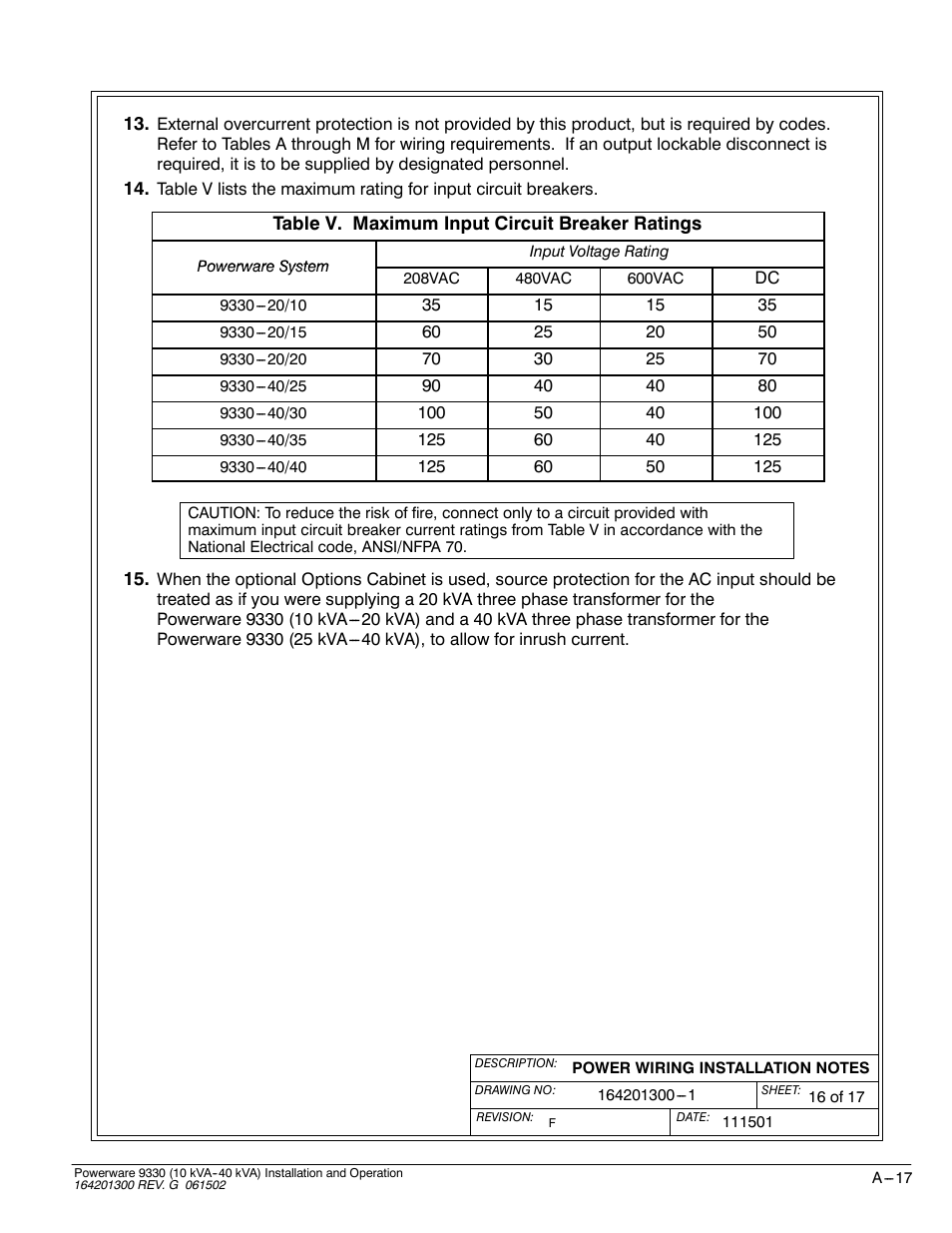 Powerware 9330 User Manual | Page 187 / 246