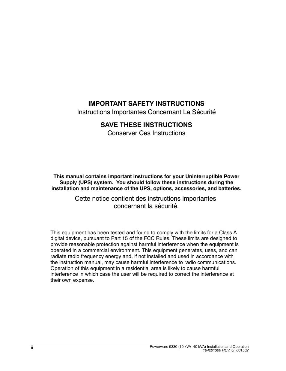 Powerware 9330 User Manual | Page 2 / 246