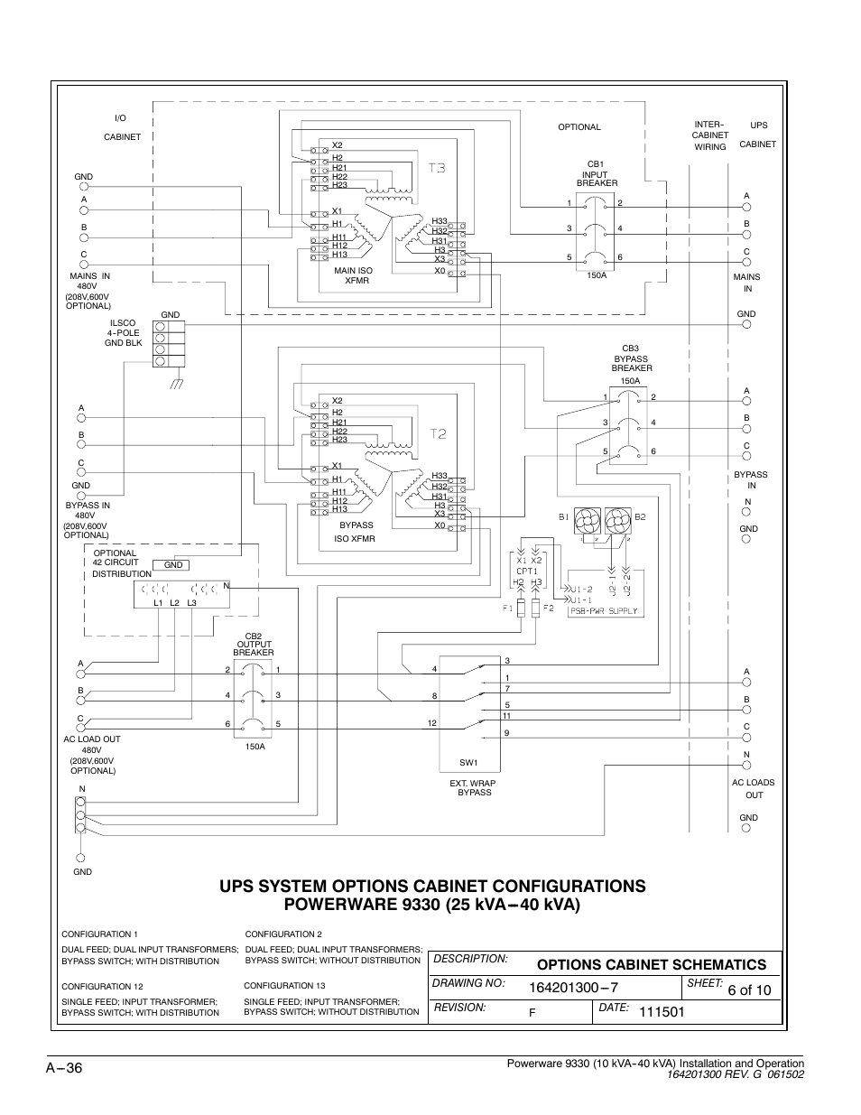 Powerware 9330 User Manual | Page 206 / 246