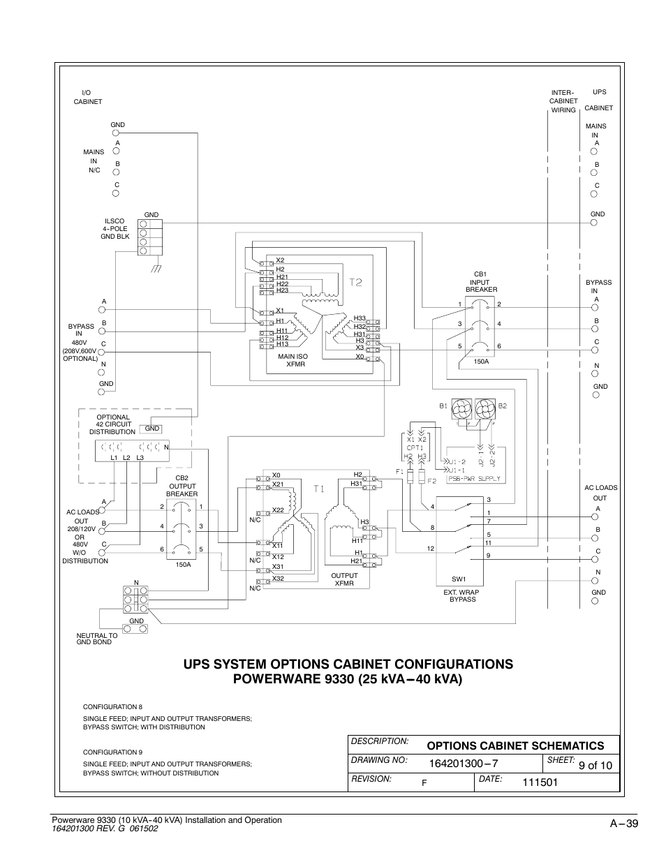 Powerware 9330 User Manual | Page 209 / 246