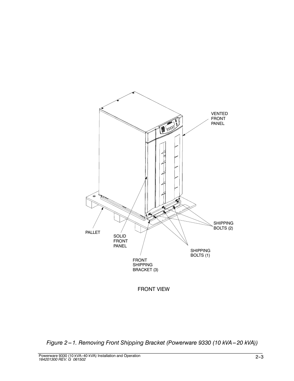 Front view | Powerware 9330 User Manual | Page 29 / 246