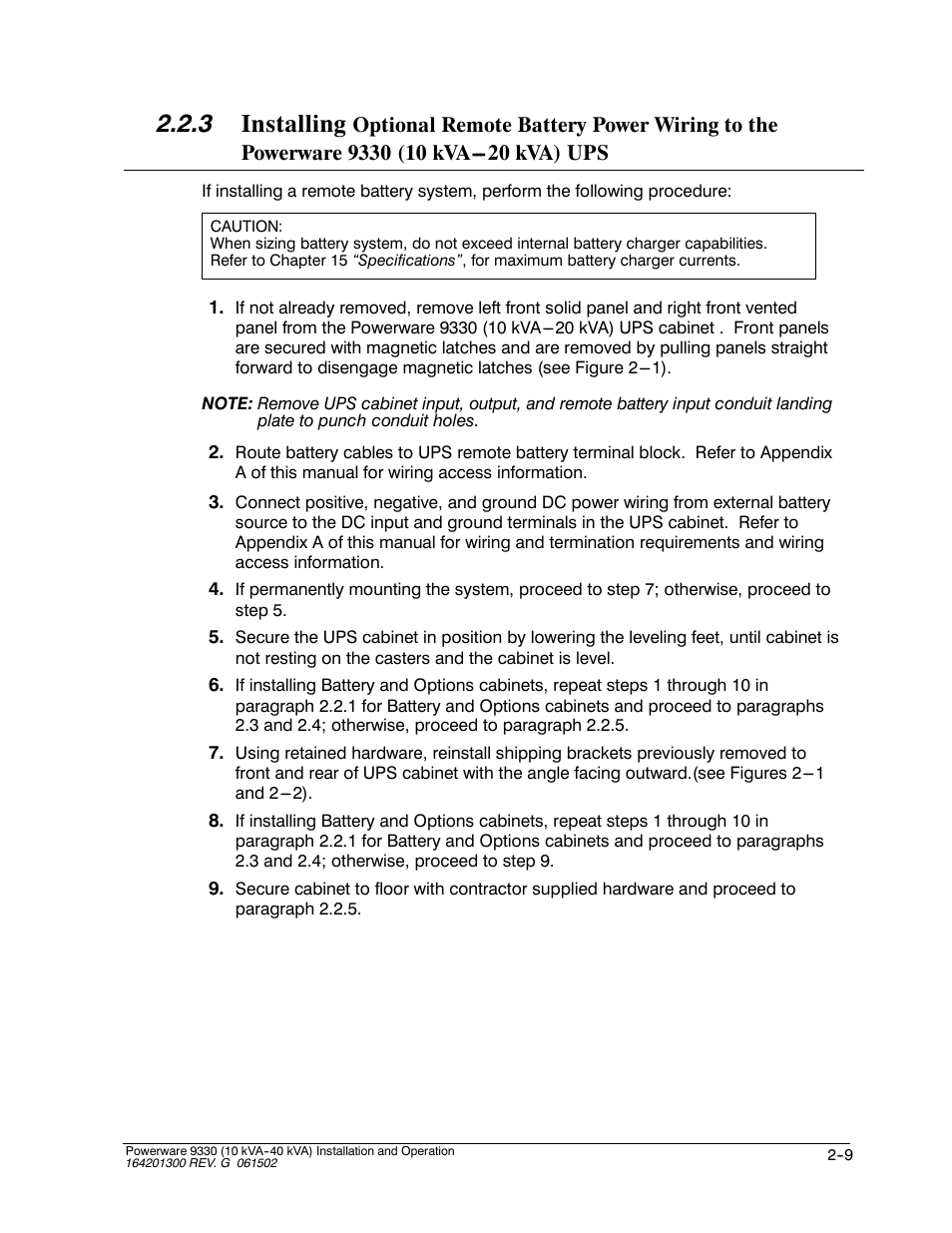 3 installing | Powerware 9330 User Manual | Page 35 / 246
