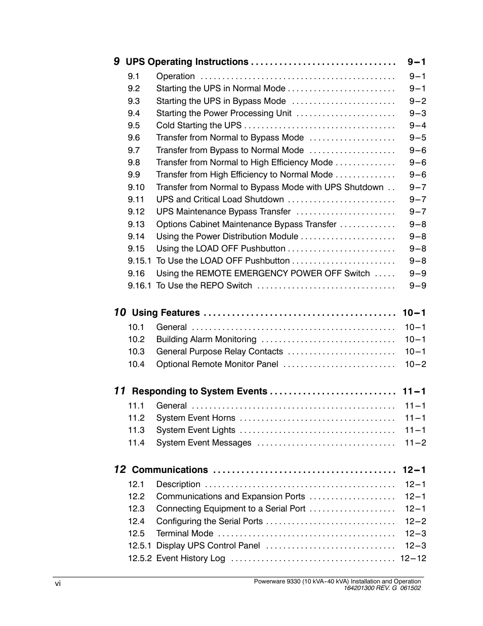 Powerware 9330 User Manual | Page 6 / 246