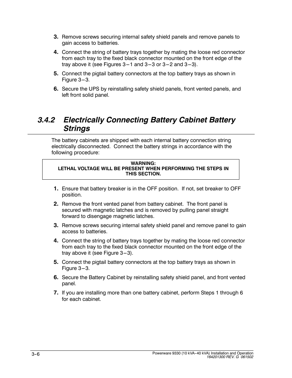 Powerware 9330 User Manual | Page 62 / 246