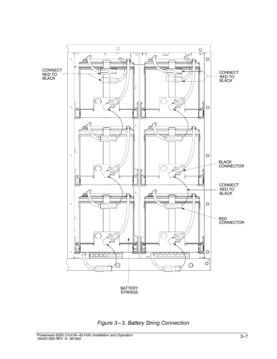 Figure 3 . battery string connection | Powerware 9330 User Manual | Page 63 / 246