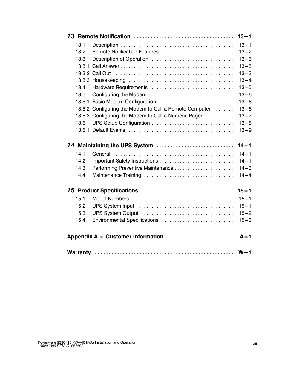 Powerware 9330 User Manual | Page 7 / 246