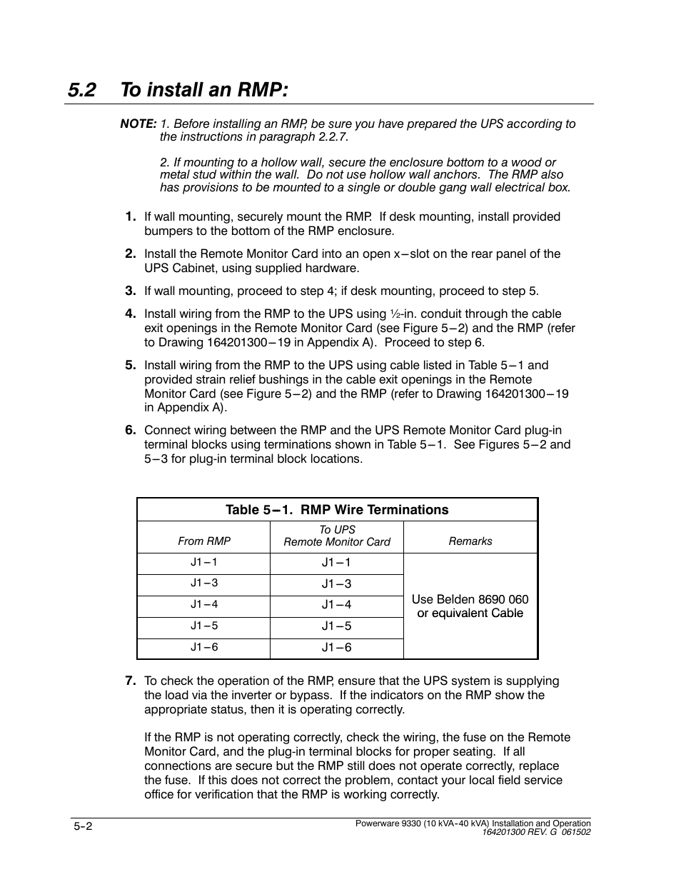 2 to install an rmp | Powerware 9330 User Manual | Page 70 / 246