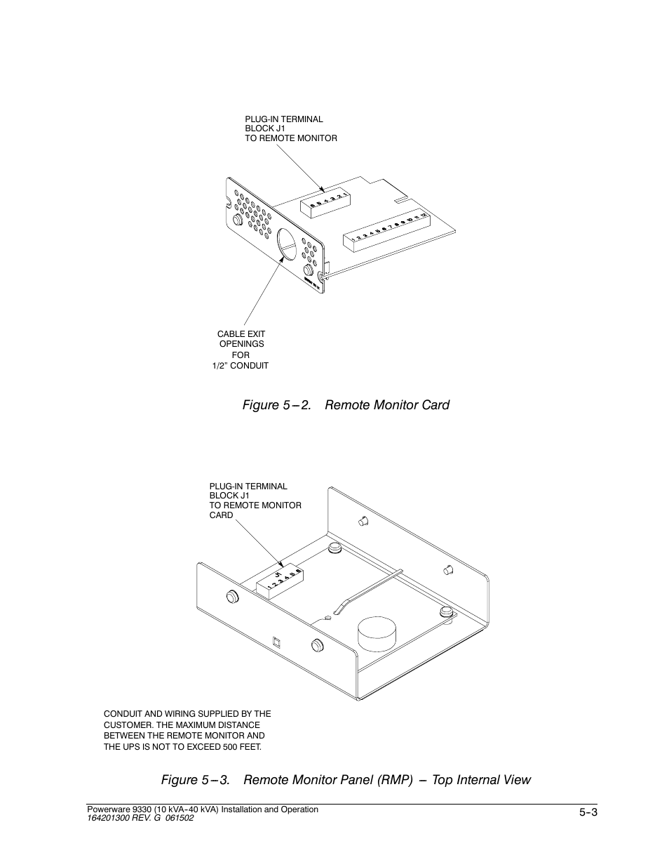 Figure 5 . remote monitor card | Powerware 9330 User Manual | Page 71 / 246