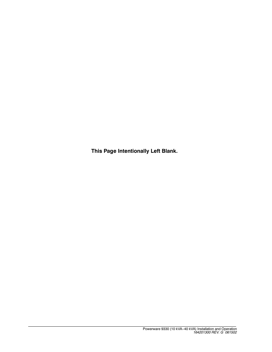 This page intentionally left blank | Powerware 9330 User Manual | Page 74 / 246