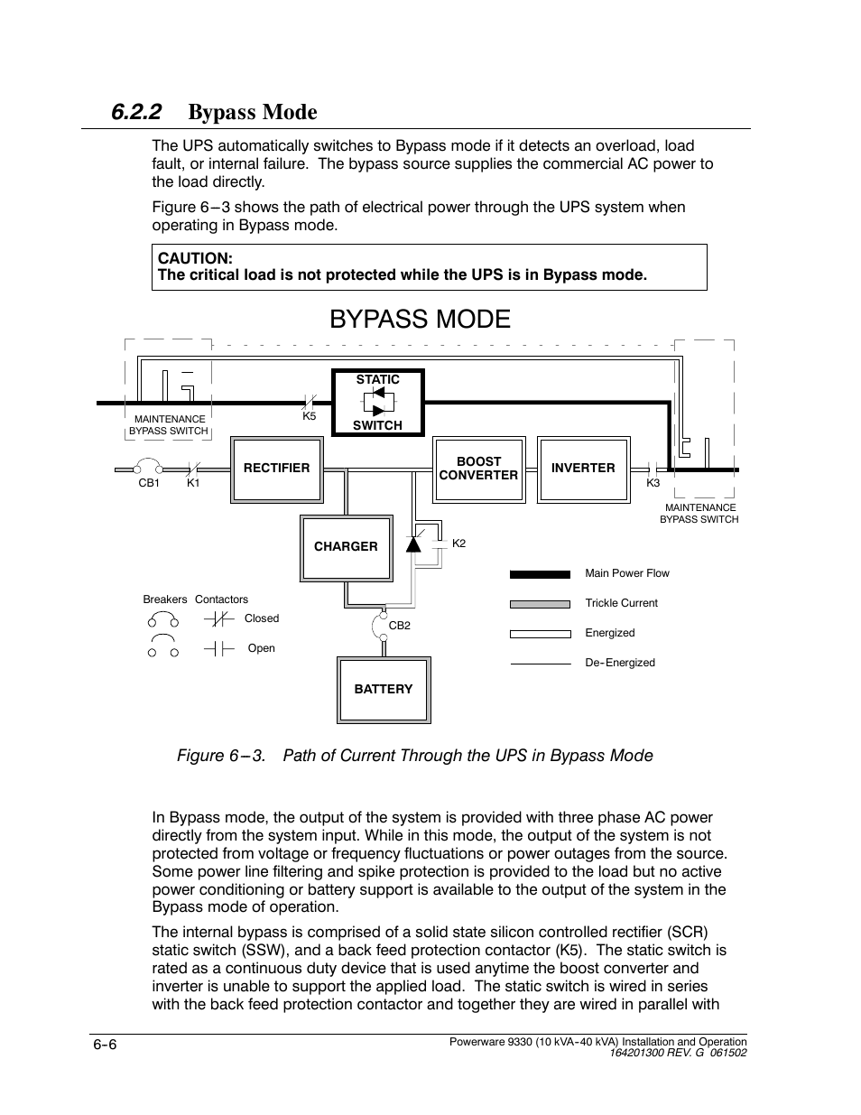 Bypass mode, 2 bypass mode | Powerware 9330 User Manual | Page 80 / 246