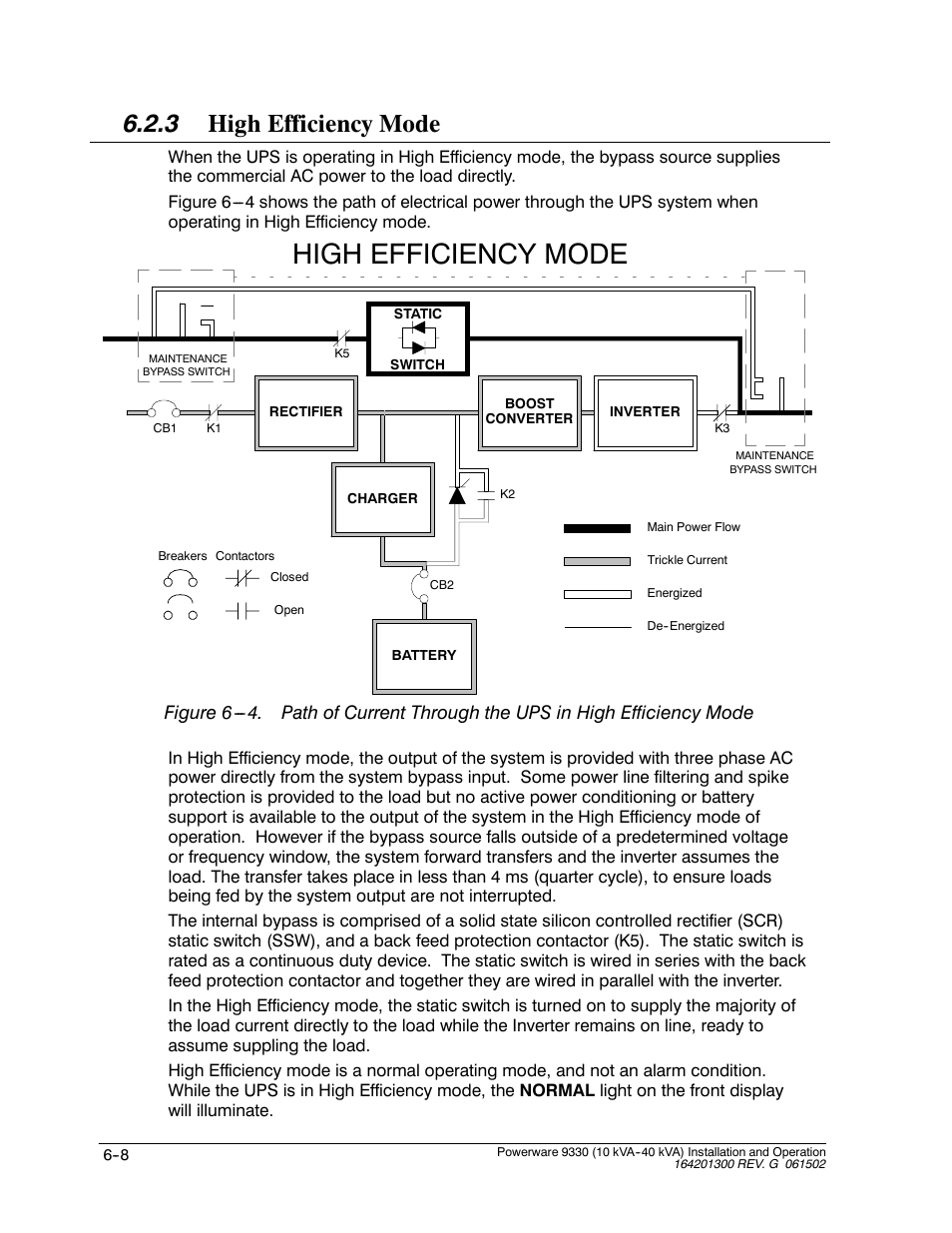 High efficiency mode, 3 high efficiency mode | Powerware 9330 User Manual | Page 82 / 246