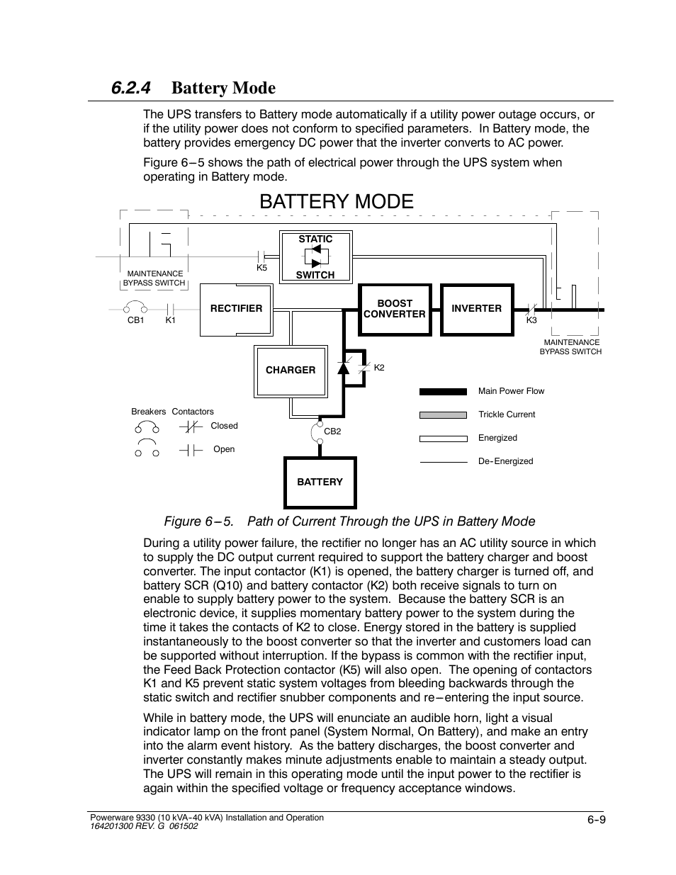 Battery mode, 4 battery mode | Powerware 9330 User Manual | Page 83 / 246