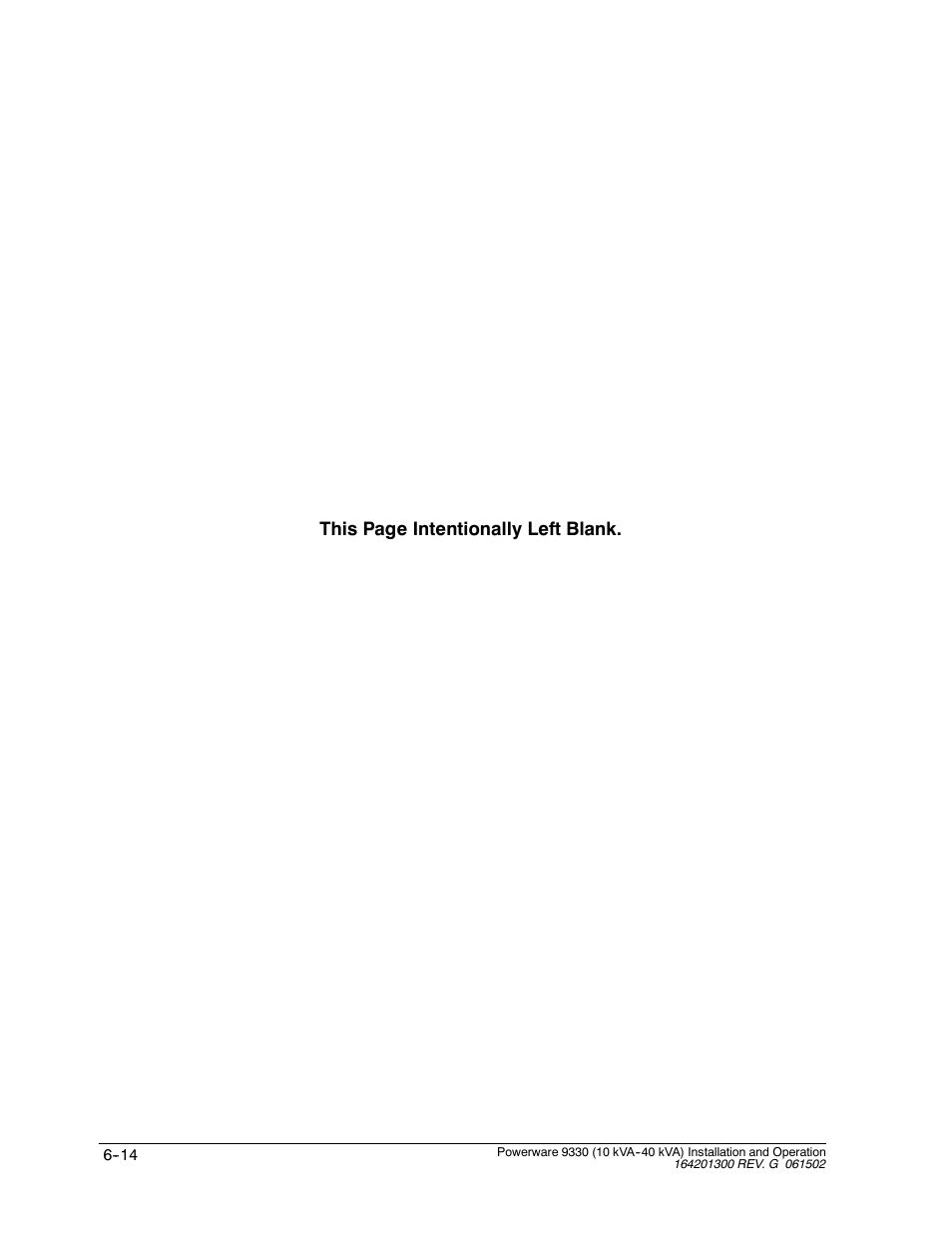 This page intentionally left blank | Powerware 9330 User Manual | Page 88 / 246