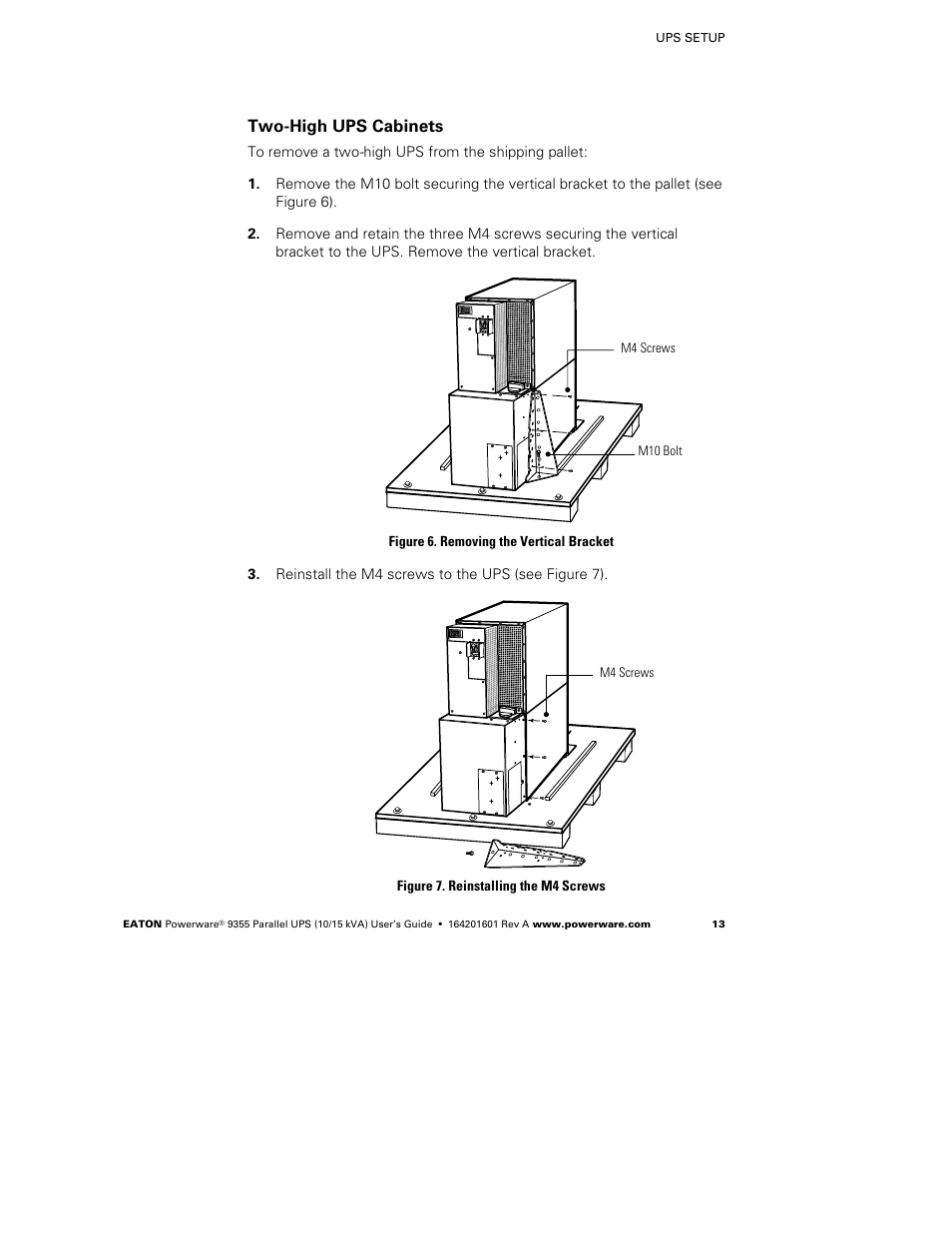 Two-high ups cabinets | Powerware 9355 User Manual | Page 19 / 62