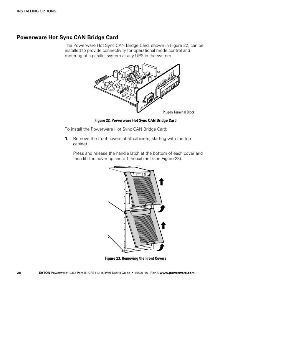 Powerware hot sync can bridge card | Powerware 9355 User Manual | Page 34 / 62