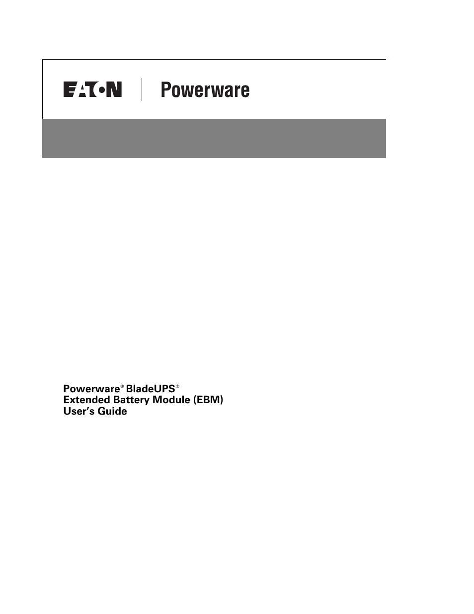 Powerware BladeUPS none User Manual | 32 pages