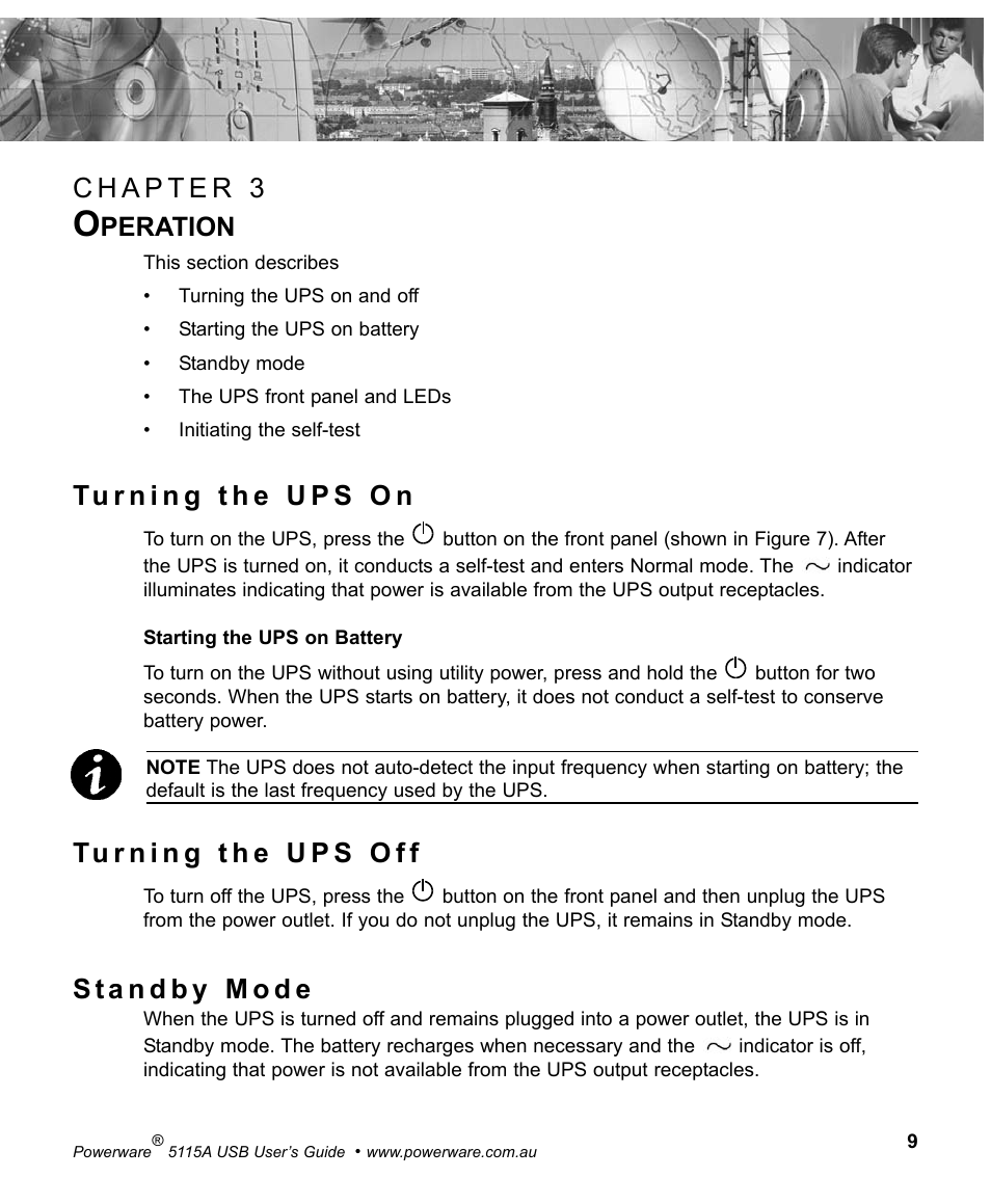 Peration | Powerware 5115A USB User Manual | Page 15 / 44