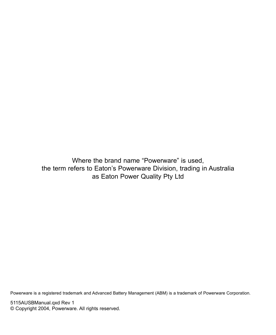 Powerware 5115A USB User Manual | Page 2 / 44