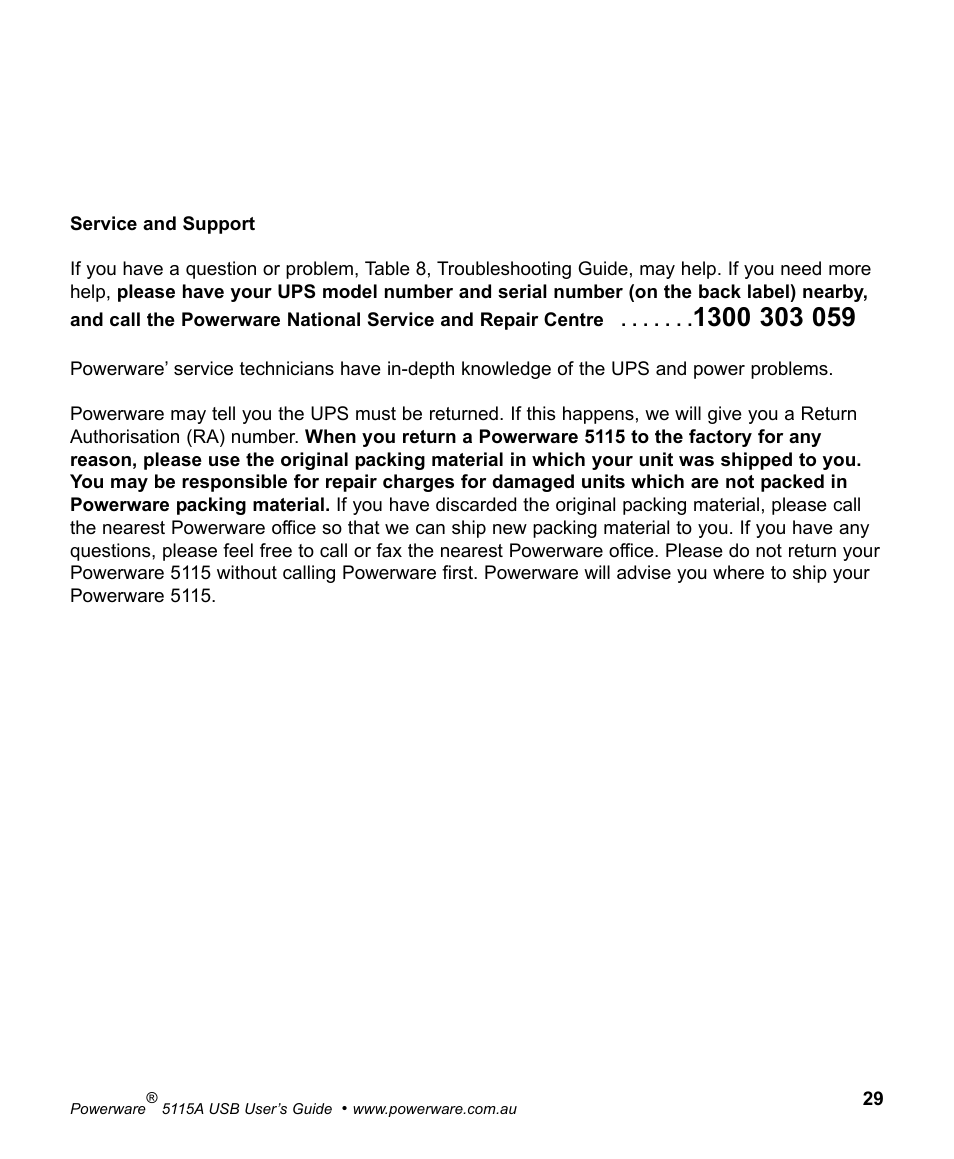 Powerware 5115A USB User Manual | Page 35 / 44
